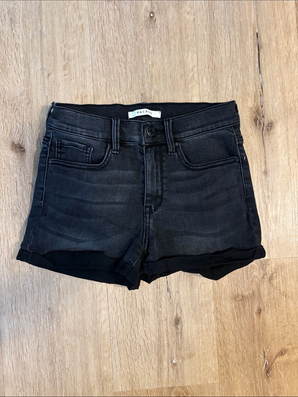 PacSun Women's Black Rolled-Hem Denim Shorts